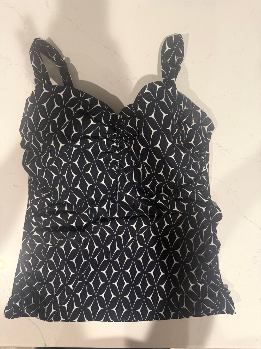Profile By Gottex black and White Patterned Tankini Top
